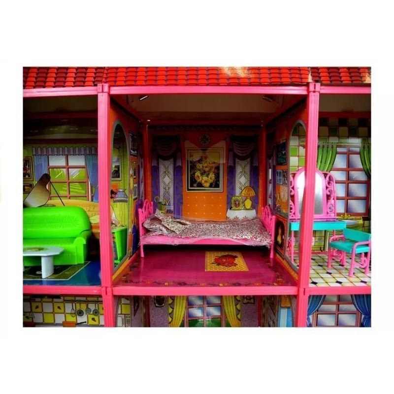 LEAN TOYS Villa Large Dollhouse 6 Rooms Furniture Accessories 128 pcs