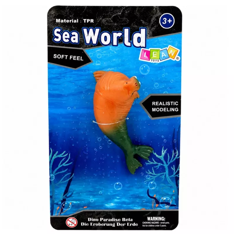 LEAN TOYS Walrus Rubber Figurine Stretchable Realistic Marine Mammal 13 cm