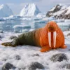 LEAN TOYS Walrus Rubber Figurine Stretchable Realistic Marine Mammal 13 cm