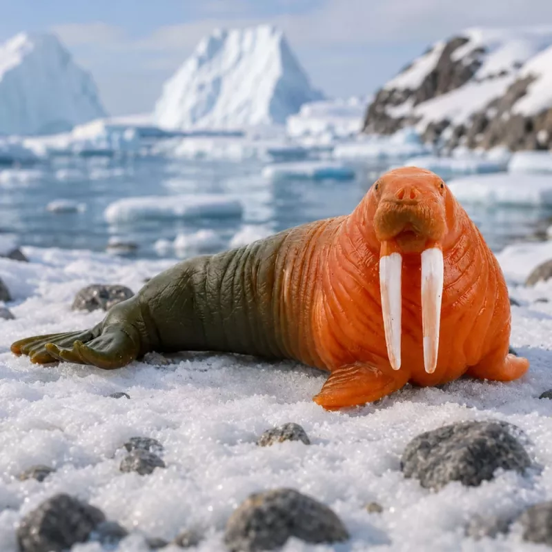 LEAN TOYS Walrus Rubber Figurine Stretchable Realistic Marine Mammal 13 cm