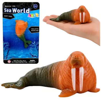 LEAN TOYS Walrus Rubber Figurine Stretchable Realistic Marine Mammal 13 cm