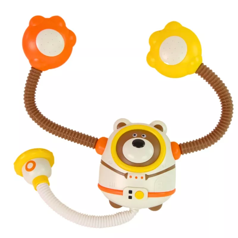 LEAN TOYS Water Bath Toy Teddy Bear Astronaut Shower with Water Circulation Suction Cups