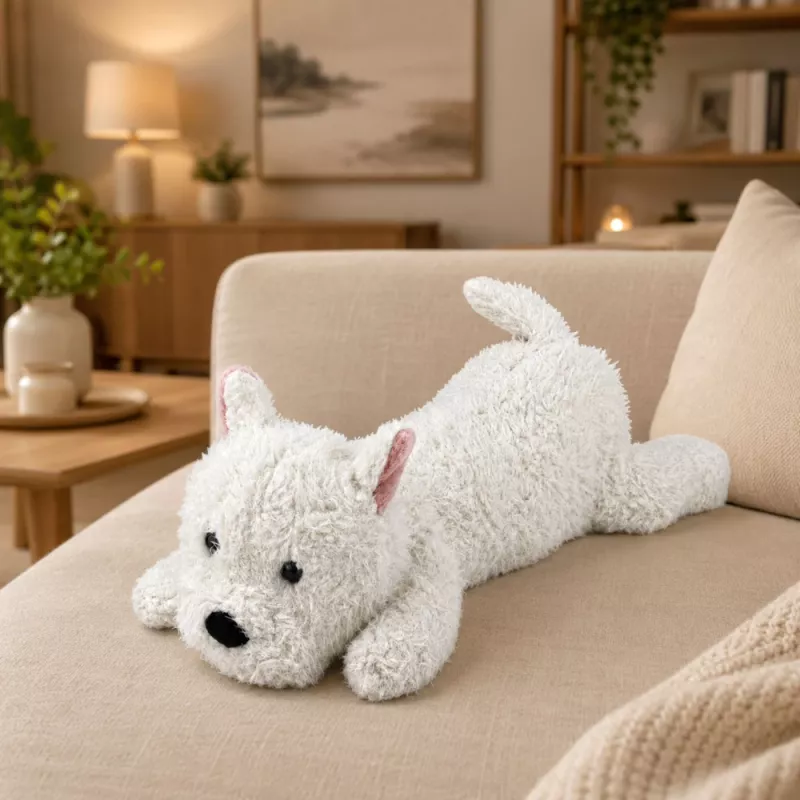 LEAN TOYS West Highland White Terrier Plush Dog Cuddly Toy, White, 40 cm