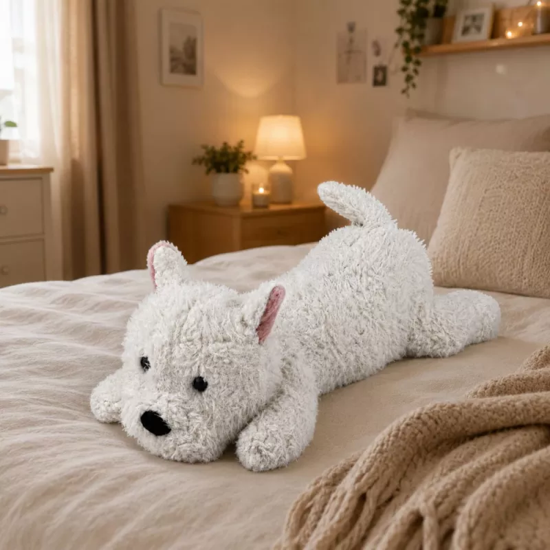 LEAN TOYS West Highland White Terrier Plush Dog Cuddly Toy, White, 40 cm