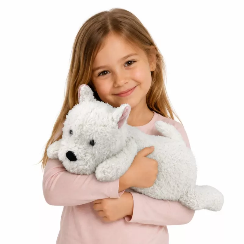 LEAN TOYS West Highland White Terrier Plush Dog Cuddly Toy, White, 40 cm