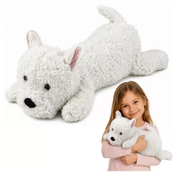 LEAN TOYS West Highland White Terrier Plush Dog Cuddly Toy, White, 40 cm