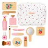 LEAN TOYS Wooden Beauty Set For Girls With White Cosmetic Bag 17 Pieces