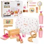 LEAN TOYS Wooden Beauty Set For Girls With White Cosmetic Bag 17 Pieces