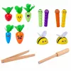 LEAN TOYS Wooden Carrots Earthworm Rod Magnet Game