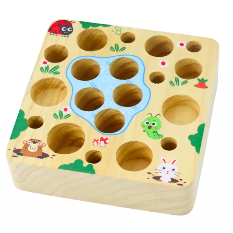 LEAN TOYS Wooden Carrots Earthworm Rod Magnet Game