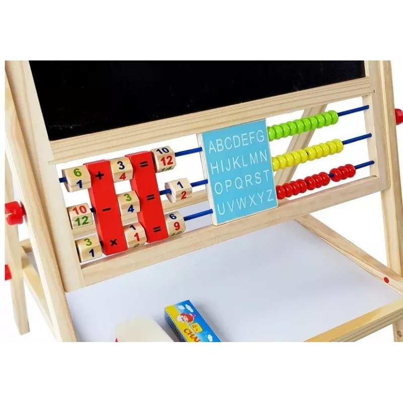 LEAN TOYS Wooden Chalk Board with Abacus, Clock, Numbers, and Magnet