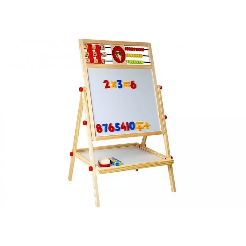 LEAN TOYS Wooden Chalk Board with Abacus, Clock, Numbers, and Magnet