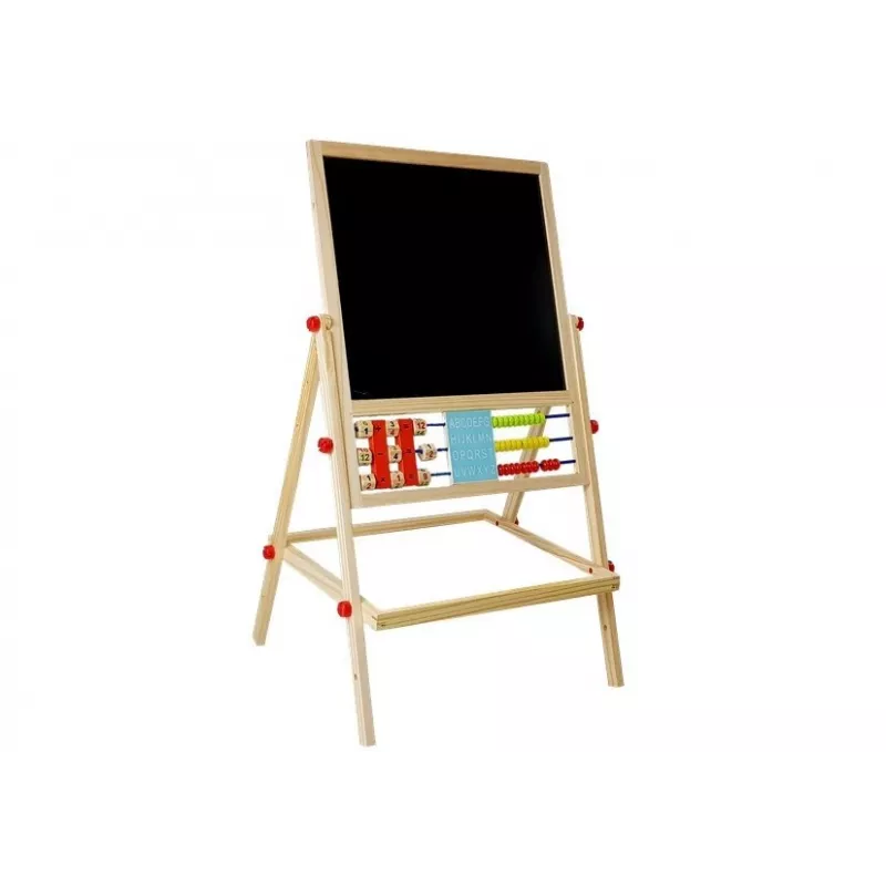 LEAN TOYS Wooden Chalk Board with Abacus, Clock, Numbers, and Magnet