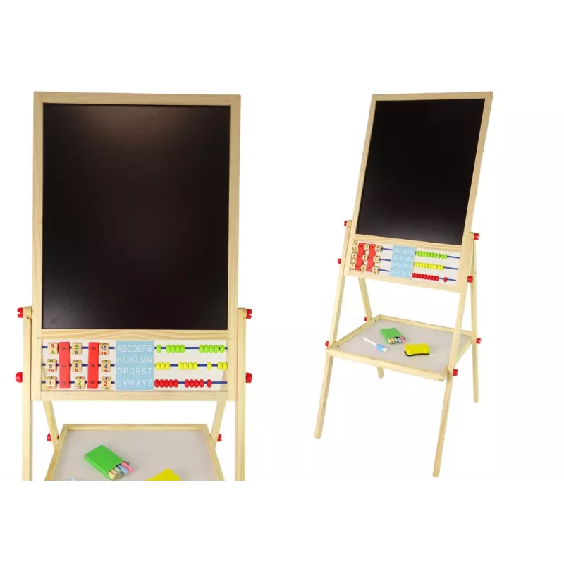 LEAN TOYS Wooden Education Board 2in1 Magnetic-Chalkboard with Accessories Counting Table Multiplication Alphabet