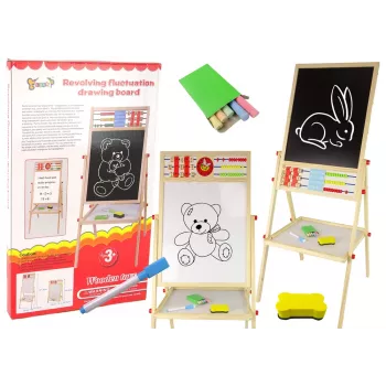 LEAN TOYS Wooden Education Board 2in1 Magnetic-Chalkboard with Accessories Counting Table Multiplication Alphabet