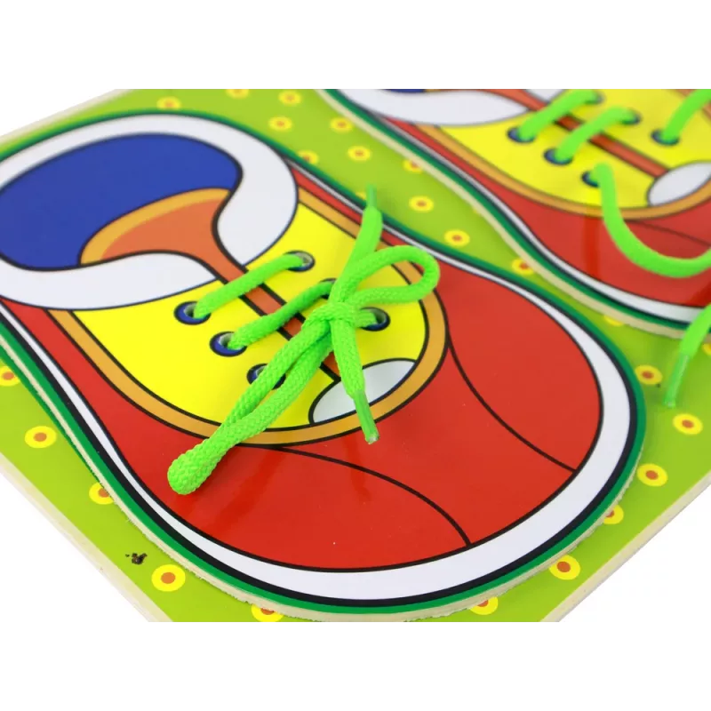 LEAN TOYS Wooden Educational Toy for Learning How to Tie Shoelaces