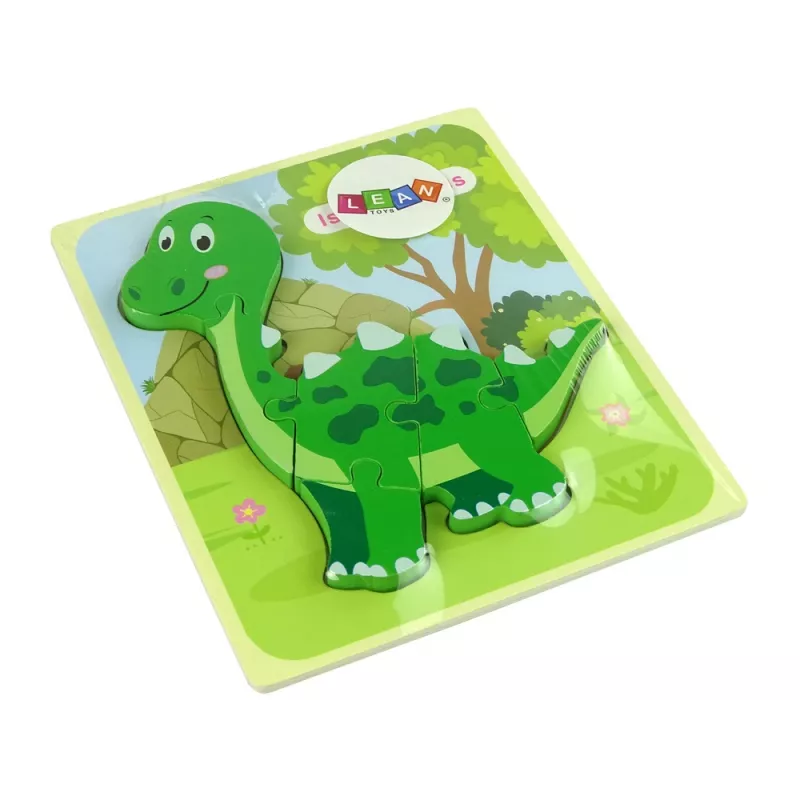 LEAN TOYS Wooden Isanosaurus Green Dinosaur Puzzle
