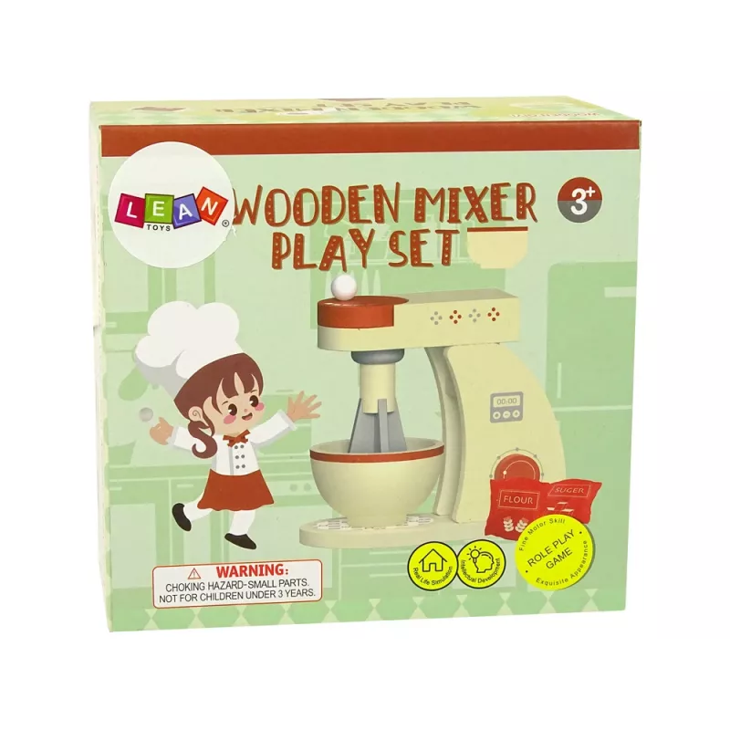 LEAN TOYS Wooden Kitchen Robot Mixer Accessories Kitchen Kids