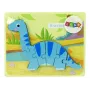 LEAN TOYS Wooden Puzzle Dinosaur Brachiosaurus Blue