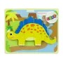 LEAN TOYS Wooden Puzzle Dinosaur Stegosaurus Yellow