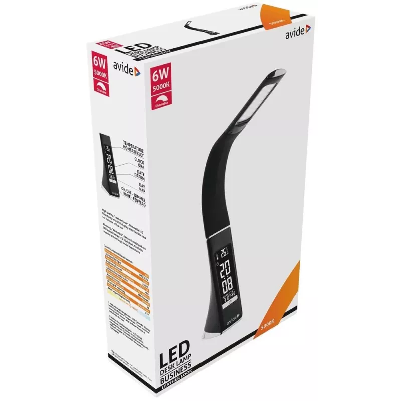 Avide LED Desk Lamp Business Calendar Black 6W