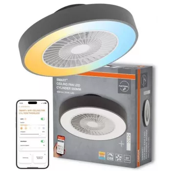 LEDVANCE SMART WIFI Ceiling Fan CYL REM 76W D550T - Smart Ceiling Fan with Integrated LED Light, Tunable White, Remote & App Control