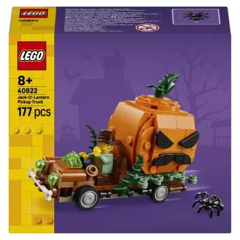 LEGO 40822 Jack-O'-Lantern Pickup Truck Building Set - 200 Pieces, Scarecrow Minifigure, Halloween Display Model