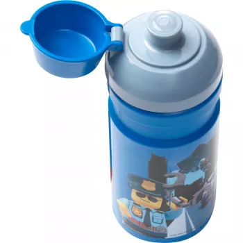 LEGO City Drinking Bottle 390 ml Blue with Soft Silicone Spout and Semi-transparent Cap, PP/Silicone, 1 Piece (40561735)