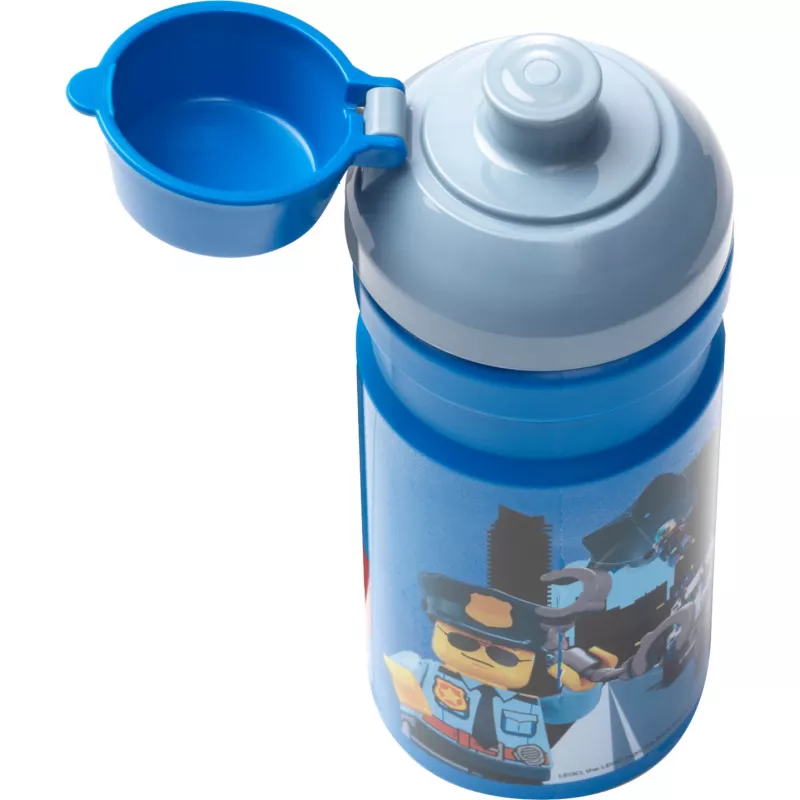LEGO City Drinking Bottle 390 ml Blue with Soft Silicone Spout and Semi-transparent Cap, PP/Silicone, 1 Piece (40561735)