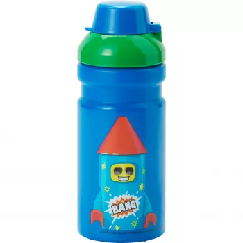 LEGO Drinking Bottle FIREWORK GUY, 390 ml, Blue, Silicone Spout with Semi-Transparent Cap, PP/Silicone, 1 Piece (40560800)