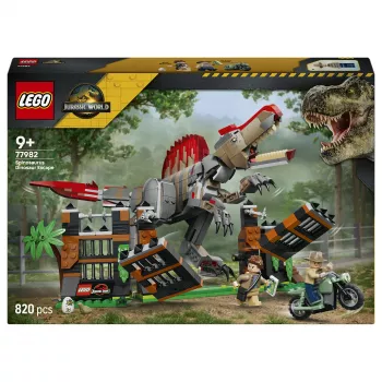 LEGO Jurassic World 77982 Spinosaurus Dinosaur Escape Building Set with Owen Grady & Claire Dearing Minifigures (248 Pieces)
