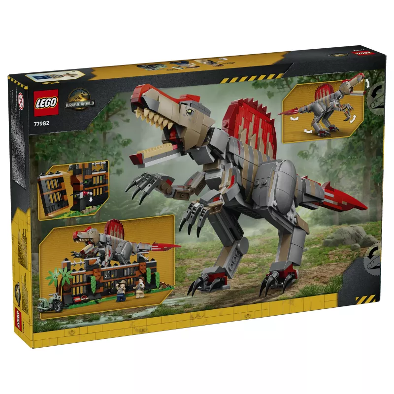LEGO Jurassic World 77982 Spinosaurus Dinosaur Escape Building Set with Owen Grady & Claire Dearing Minifigures (248 Pieces)