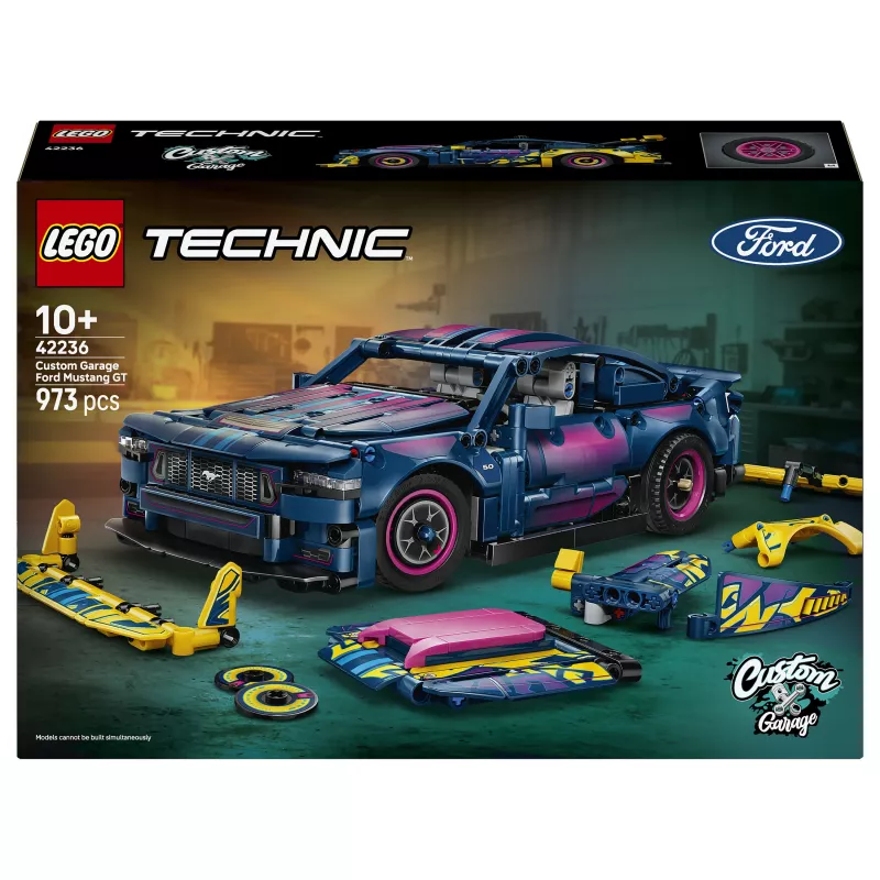 LEGO Technic 42236 Ford Mustang GT Custom Garage Race Car Building Set, 544 Pieces, Pull-Back Motors, AR App, Ages 9+