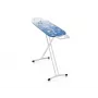 LEH Leifheit AirBoard M Solid 72563 Ironing Board 120 x 38 cm, Height Adjustable 75-88 cm, Lightweight EPP, Thermo-Reflect Cover, Fixed Iron Rest, Foldable, White/Blue