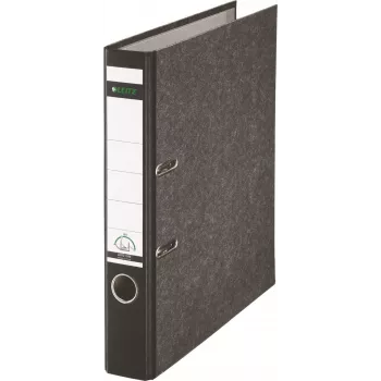 Leitz 1050 Standard Lever Arch File A4 52 mm Black Recycled Cardboard with Slots, Finger Hole, Metal Edge Protectors 1050-50-95