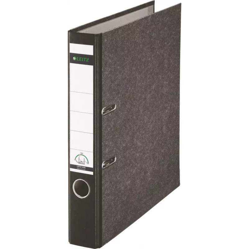 Leitz 1050 Standard Lever Arch File A4 52 mm Black Recycled Cardboard with Slots, Finger Hole, Metal Edge Protectors 1050-50-95