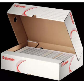 LEITZ 128004 Archive Box A4 80 mm Spine White/Red Cardboard, Pack of 25