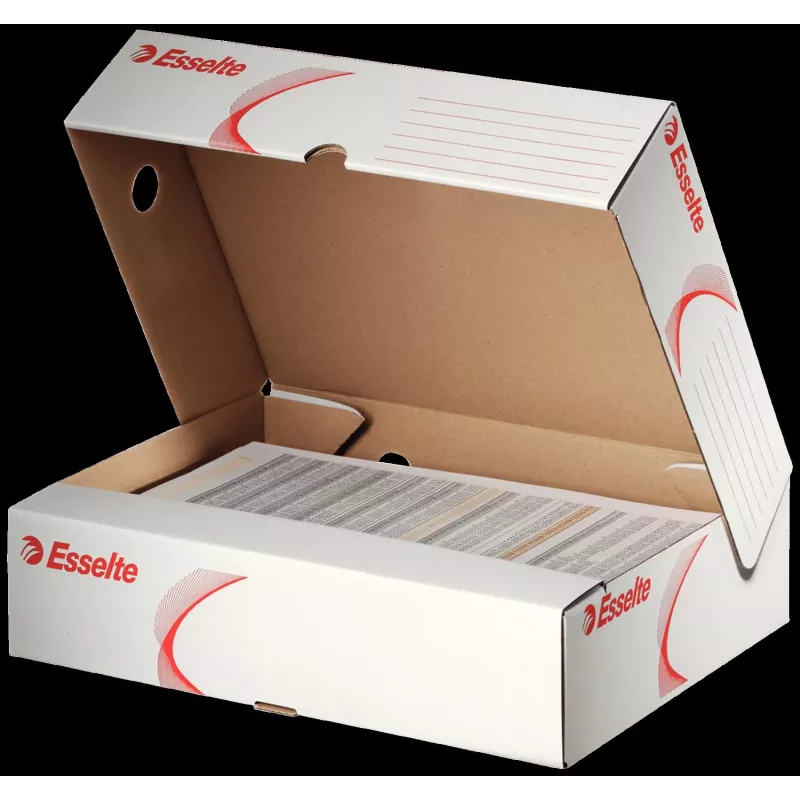 LEITZ 128004 Archive Box A4 80 mm Spine White/Red Cardboard, Pack of 25