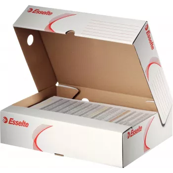 LEITZ 128004 Archive Box A4 80 mm Spine White/Red Cardboard, Pack of 25