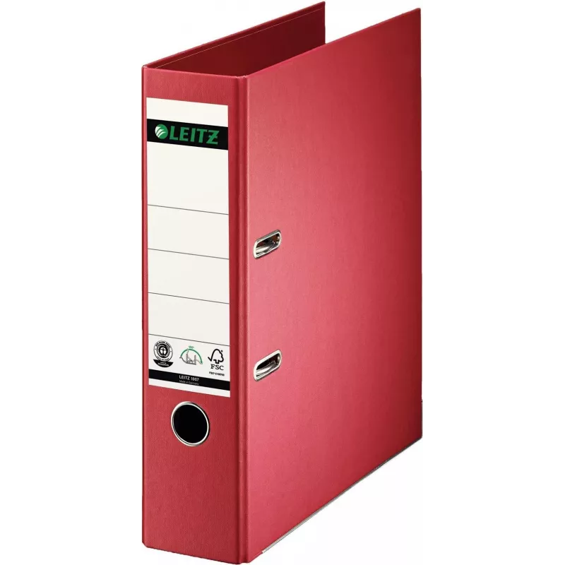 LEITZ 180° Lever Arch File A4 80 mm Red Cardboard Full Paper Cover 1007-00-25