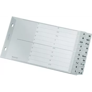 LEITZ A-Z Index Dividers, A5 Landscape, Polypropylene, Grey, 20-Part, with Writable Cardboard Cover 1267-00-00