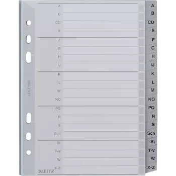 LEITZ A-Z Index Dividers A5 Polypropylene 20-Part Grey with Writable Cardboard Cover 1265-00-00