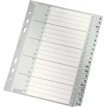 LEITZ A-Z Index Dividers A5 Polypropylene 20-Part Grey with Writable Cardboard Cover 1265-00-00