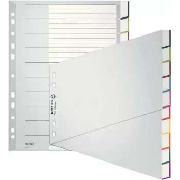 Leitz A4 Blank Index Dividers, Polypropylene, Grey, 10-Part, Universal Punching 1270
