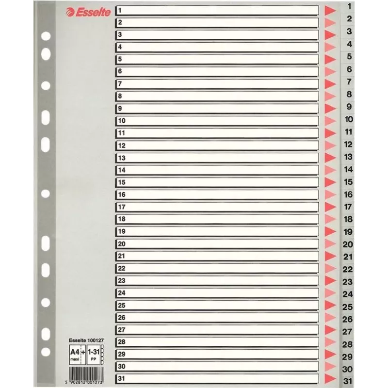 LEITZ A4 Extra Wide Blank Plastic Index Dividers, 20-Part, Universal Punching, Translucent White 1278-00-00
