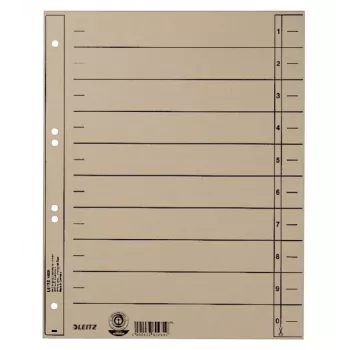 LEITZ A4 Extra Wide Index Dividers, Manila Cardboard 230 g/m², Grey Dyed Through, Blank Tabs, 100 Sheets 1658-00-85