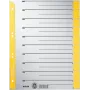 LEITZ A4 Extra Wide Kraft Cardboard Dividers, 230gsm, Grey with Yellow Blank Tabs, 10-Part Set 1652-00-15
