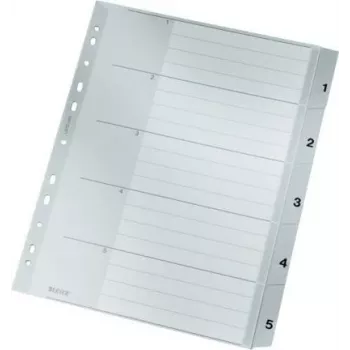 LEITZ A4 Extra Wide PP Index Dividers 1-5, Grey with Writable Cover Sheet 1283-00-85