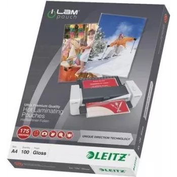 Leitz A4 Laminating Pouches, Glossy Crystal Clear, 100 micron, Pack of 100 7483-00-00