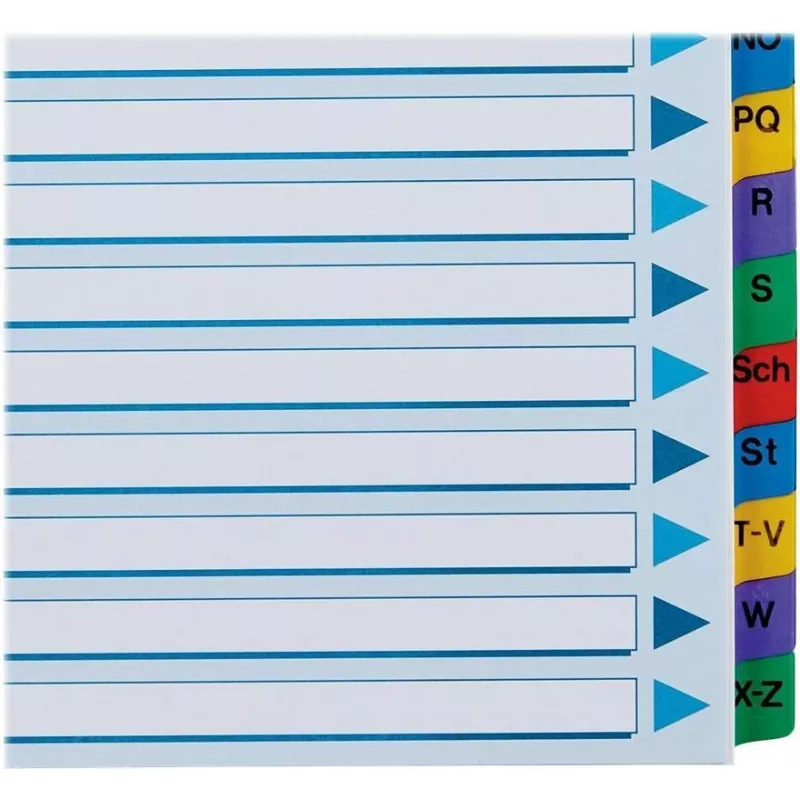 LEITZ A4 Mylar A-Z Index Dividers, 26-Tab, Multi-Coloured, Universal Punching, 160 gsm, 1 Set (100167)